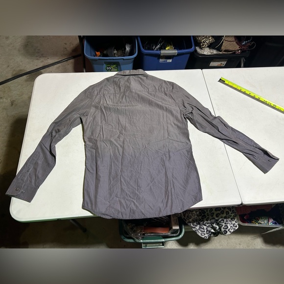 Calvin Klein Premium Dress Shirt Men's Medium Long Sleeve Button Down Gray - Picture 7 of 7